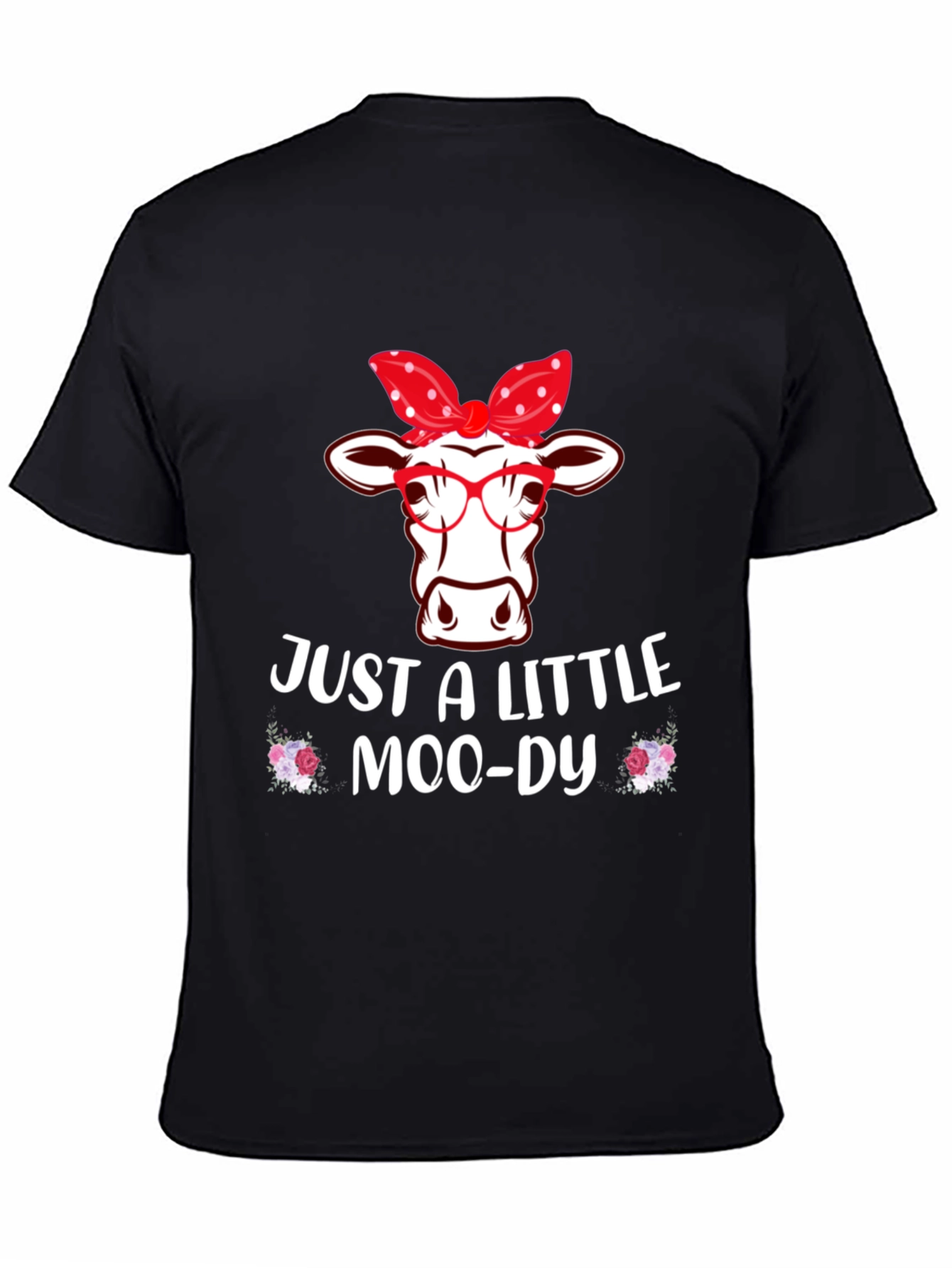 Camiseta Negra con Diseño de Vaca Moo-dy