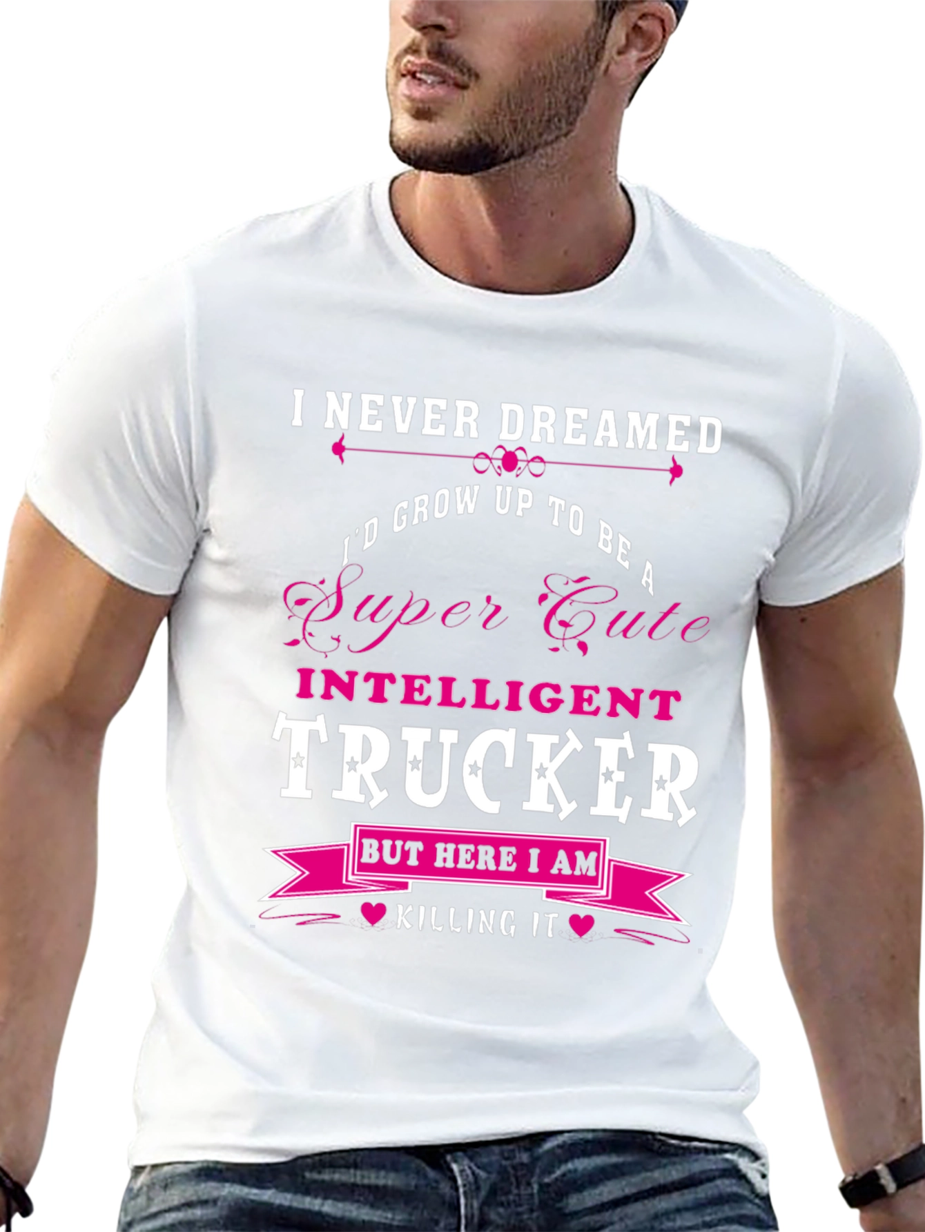 Camiseta Negra: Super Cute Intelligent Trucker