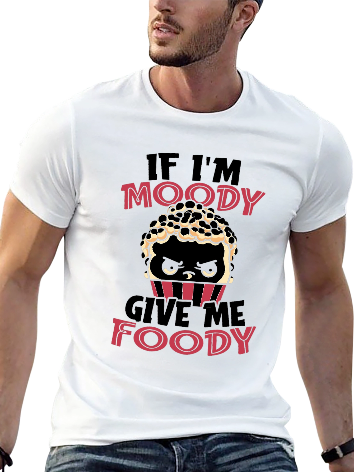 Camiseta Negra Moody Foody para Amantes de la Comida