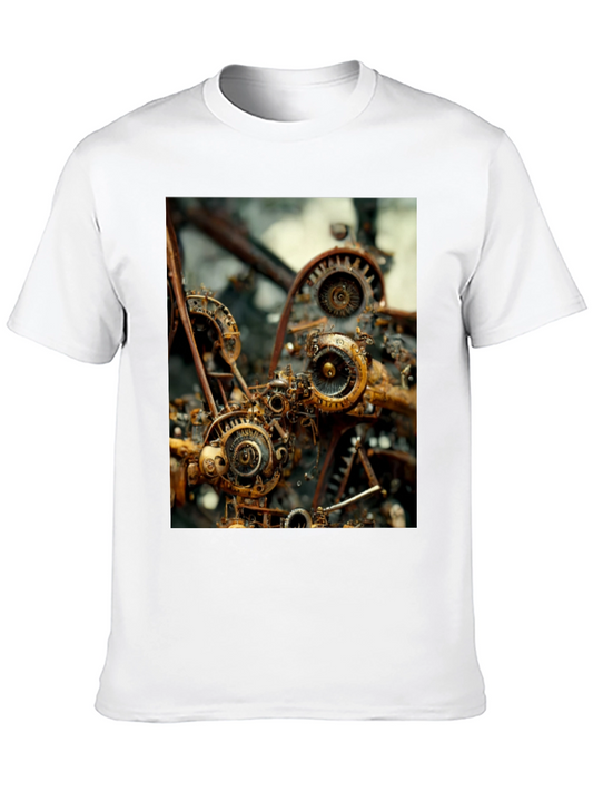 Camiseta Negra con Diseño Steampunk Mecánico