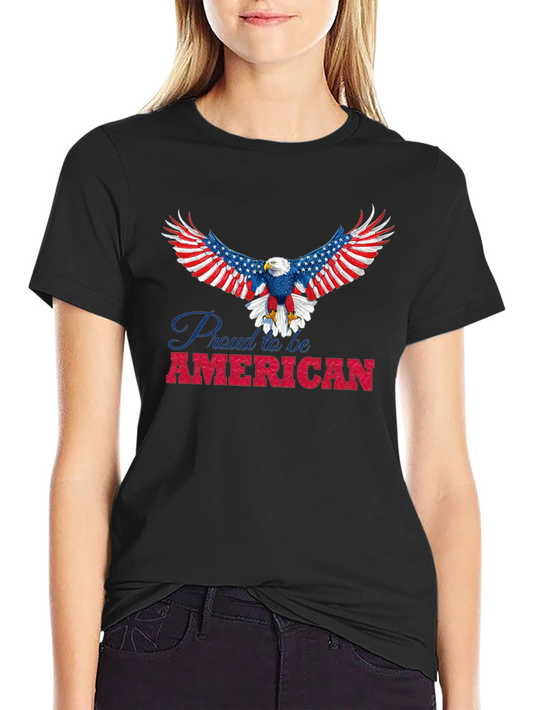 Camiseta Negra con Diseño de Águila Americana