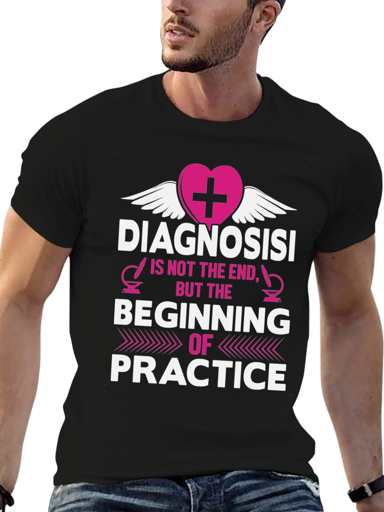 Camiseta Negra con Diseño Médico Motivacional