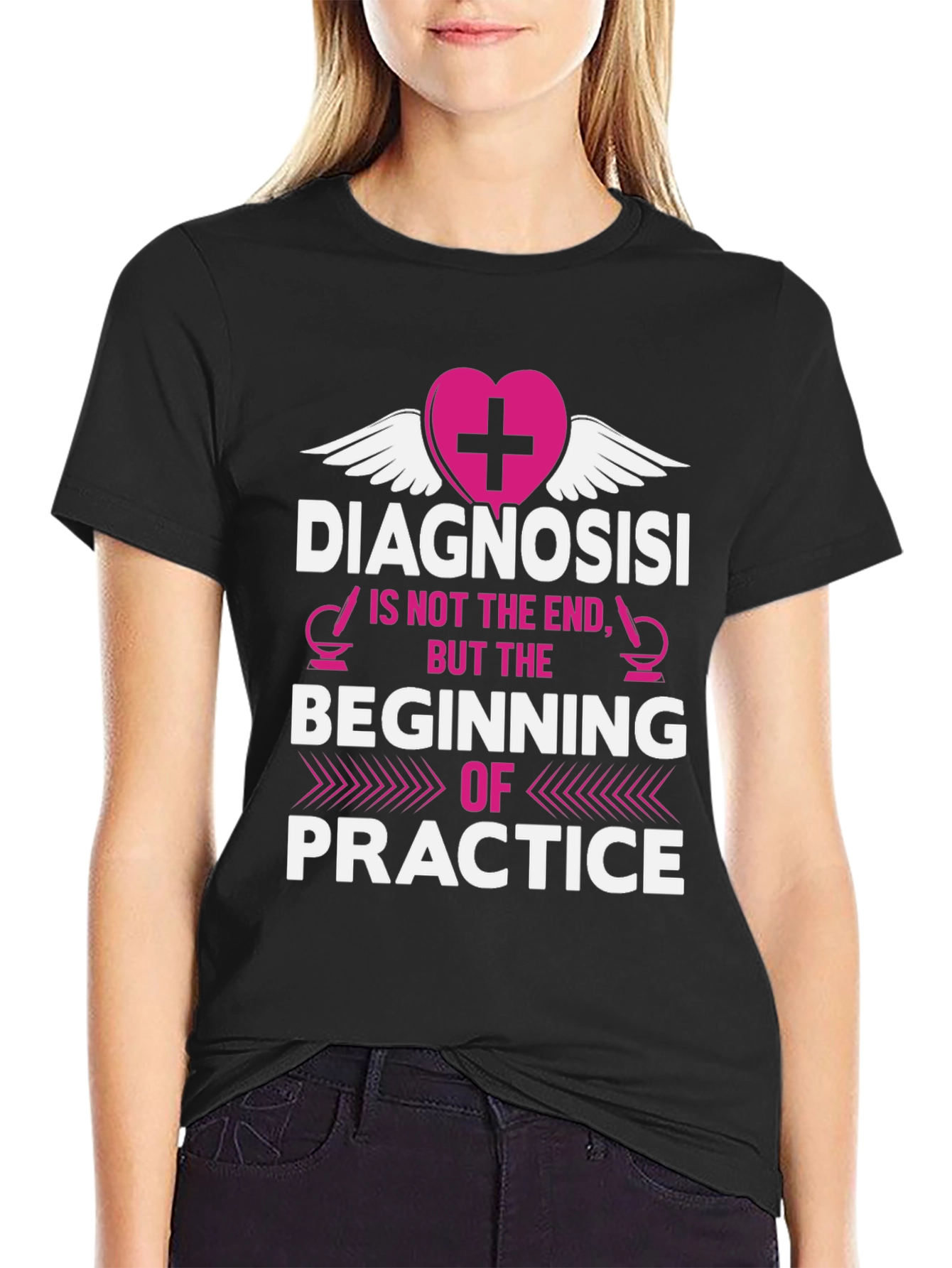 Camiseta Negra con Diseño Médico Motivacional