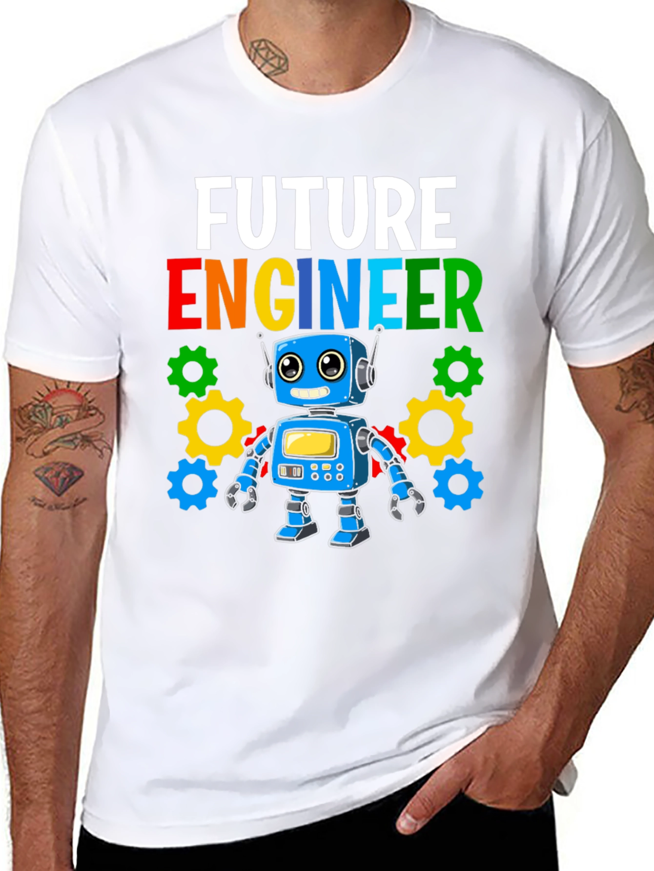 Camiseta Niño Futuro Ingeniero Robot Divertido