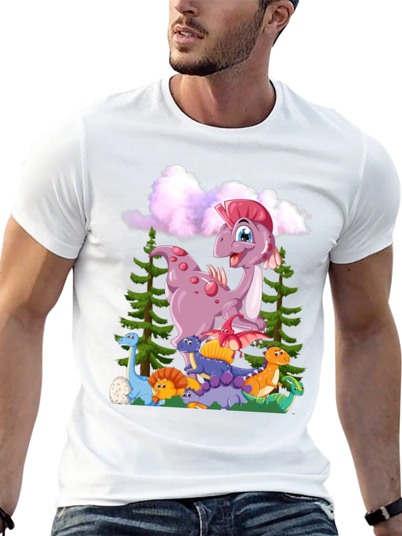 Camiseta Negra con Diseño de Dinosaurios para Niños
