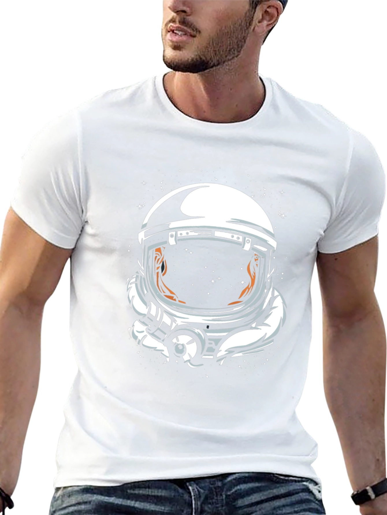 Camiseta Negra Estampado Astronauta Espacial