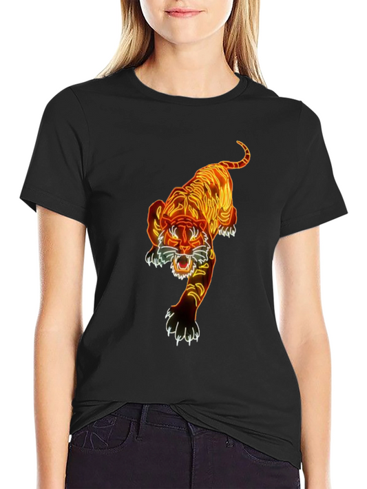 Camiseta Negra con Diseño de Tigre Neon