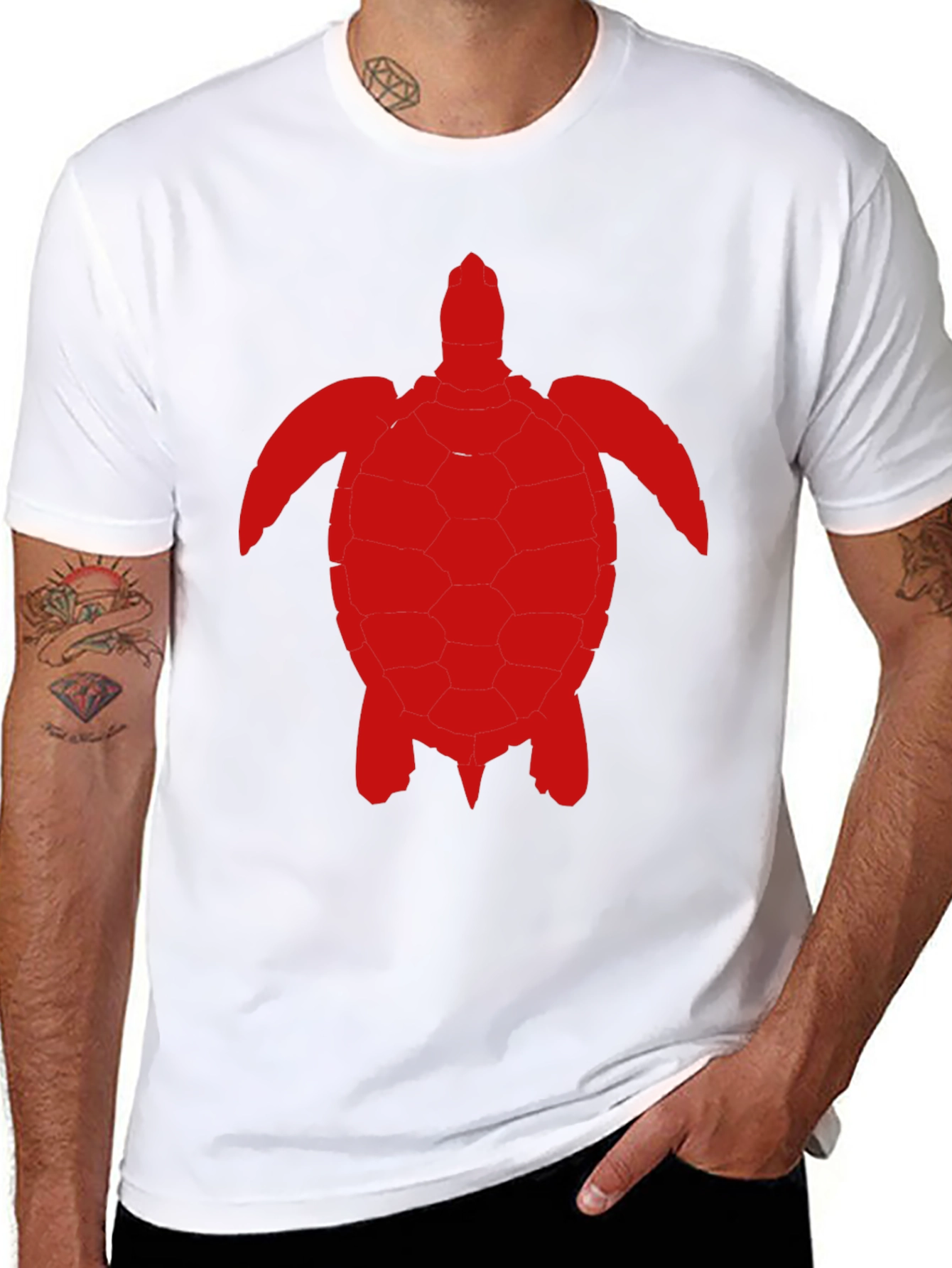 Camiseta Negra con Diseño de Tortuga Roja