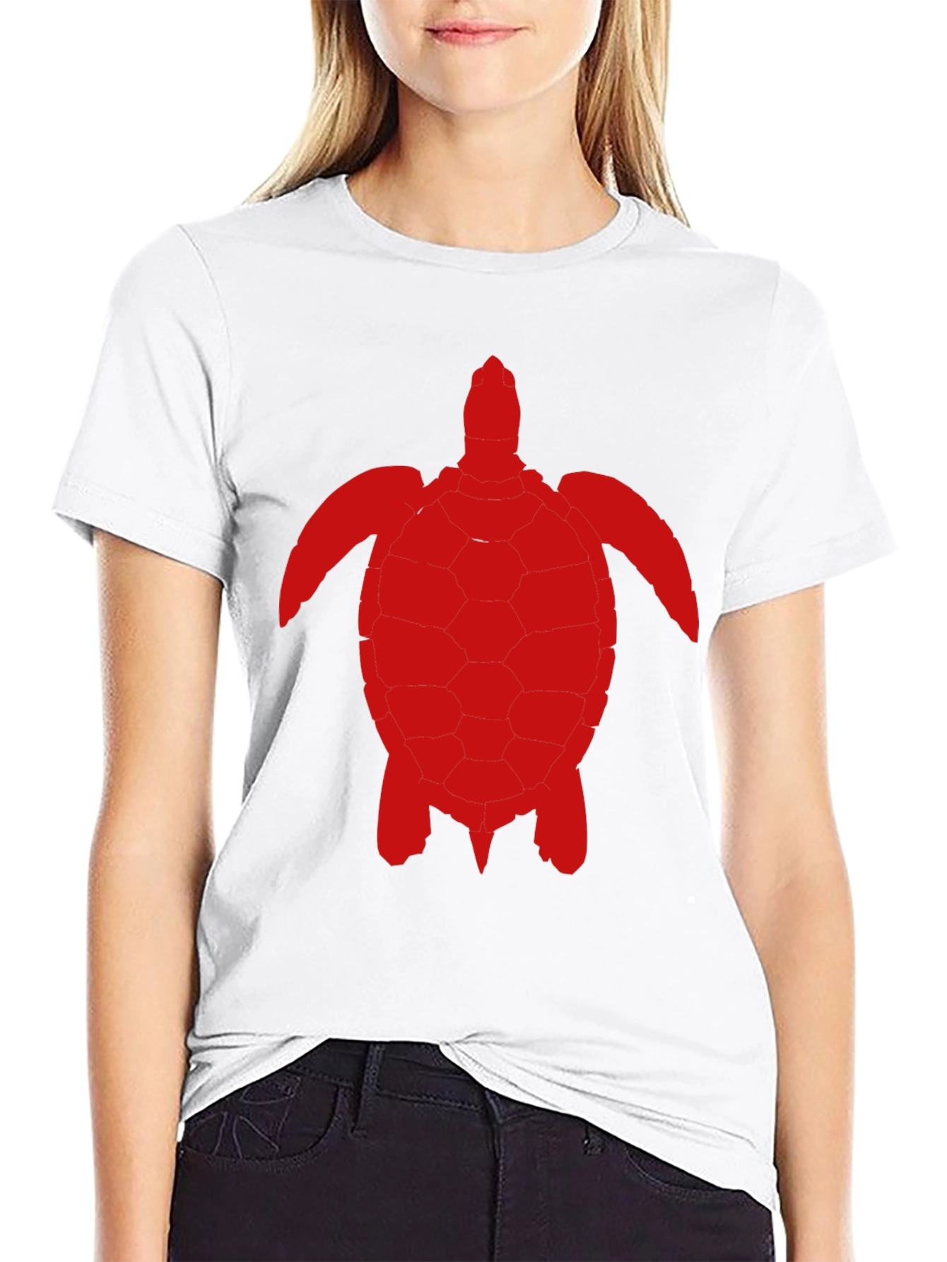 Camiseta Negra con Diseño de Tortuga Roja