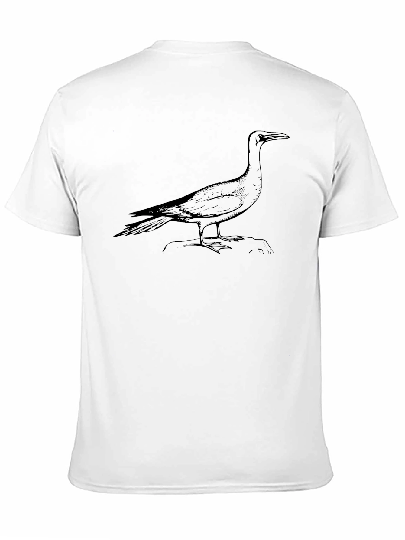 Camiseta Negra Estampada con Ave Marina