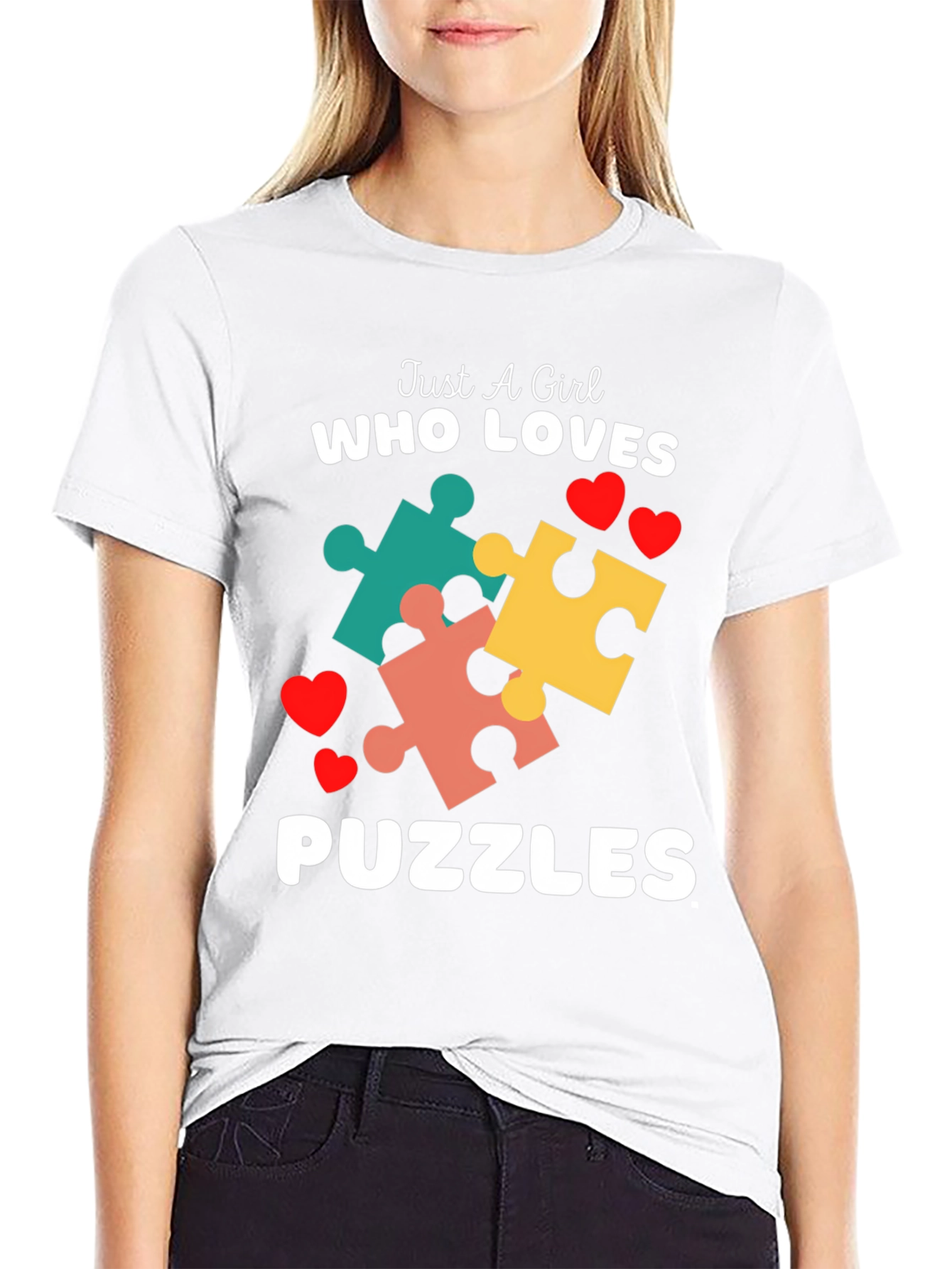 Camiseta Negra Just A Girl Who Loves Puzzles