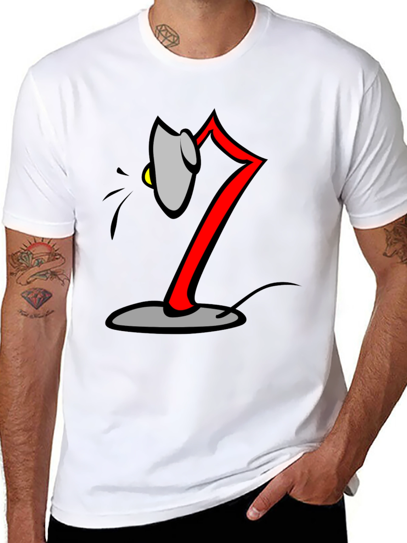 Camiseta Negra con Diseño de Lámpara Animada