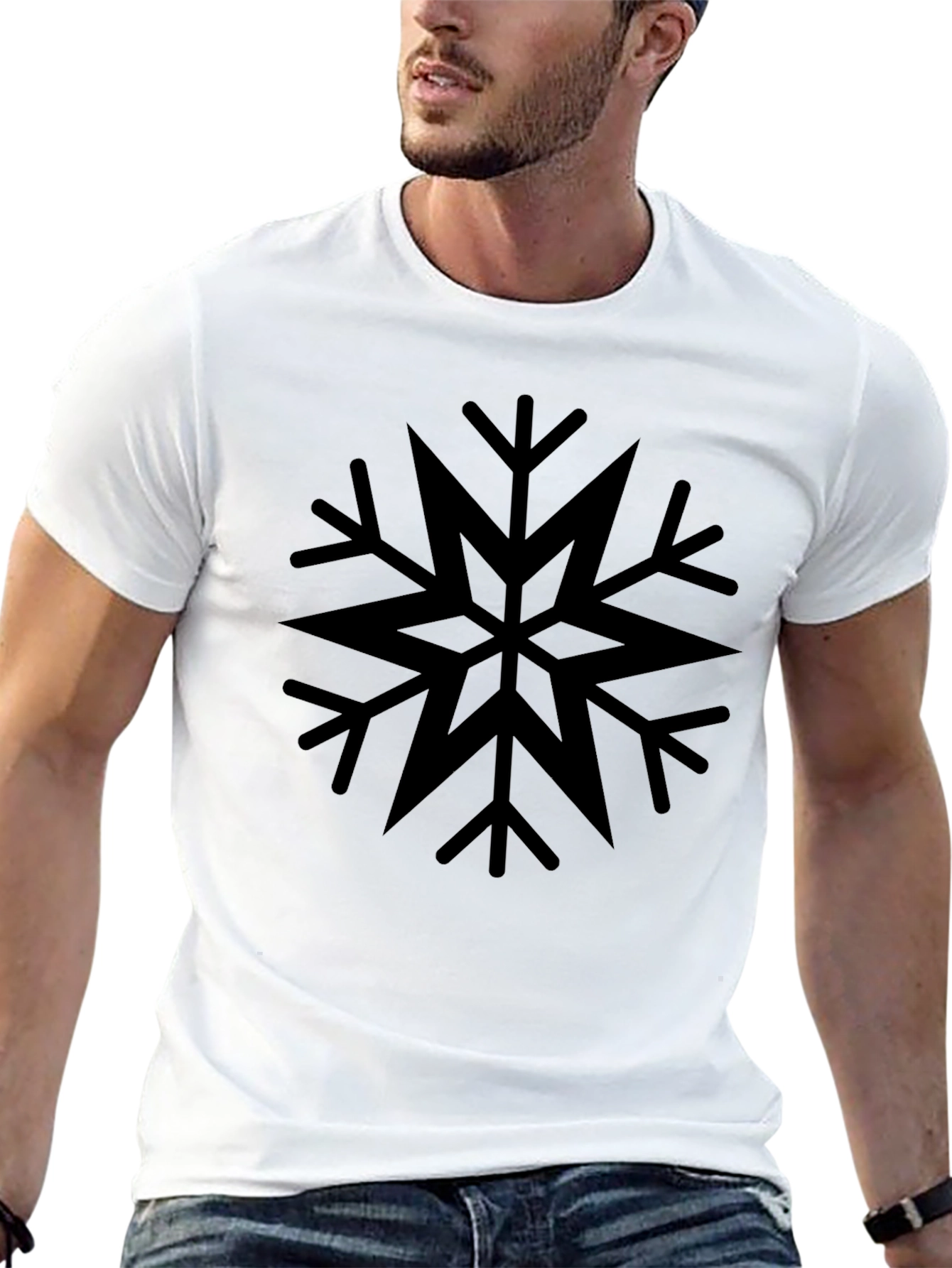 Camiseta Negra con Diseño de Copo de Nieve