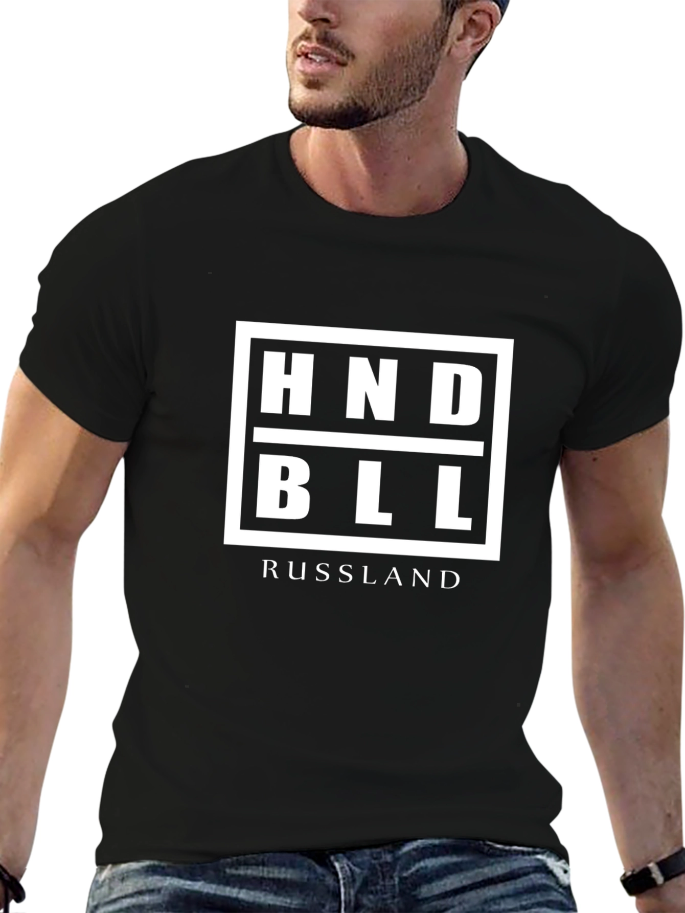 Camiseta Negra con Diseño HND BLL Russland
