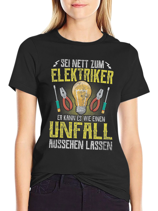 Camiseta Negra con Diseño Eléctrico Gracioso
