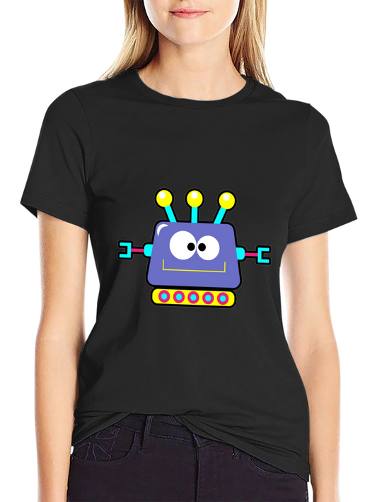 Camiseta Negra con Diseño de Robot Animado