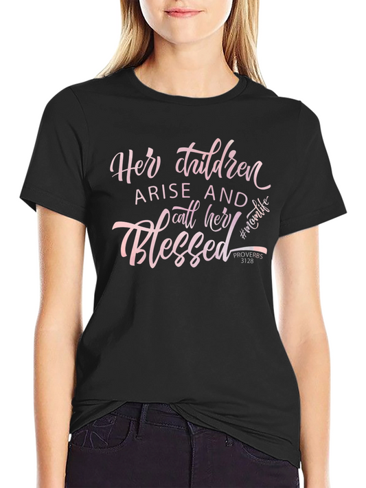 Camiseta Negra con Diseño Her Children Blessed