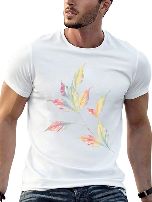 Camiseta Negra con Diseño de Hojas Abstractas