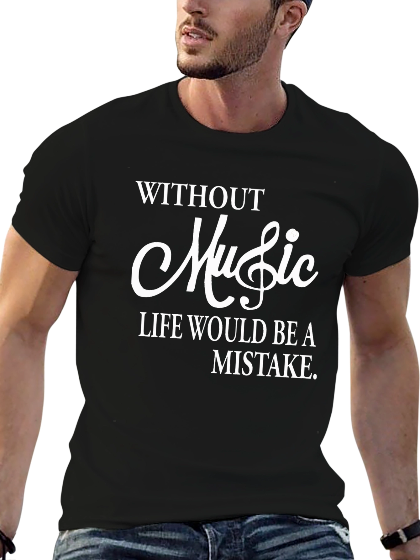 Camiseta Negra con Frase Musical Inspiradora