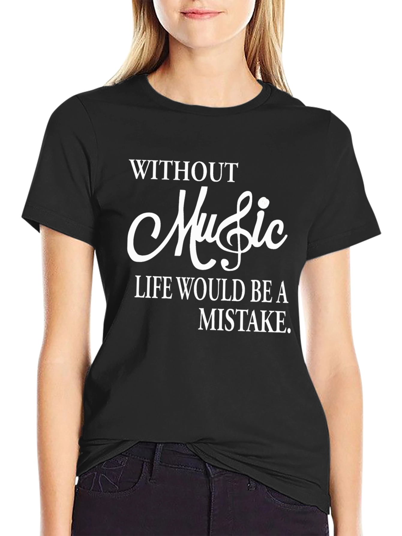 Camiseta Negra con Frase Musical Inspiradora