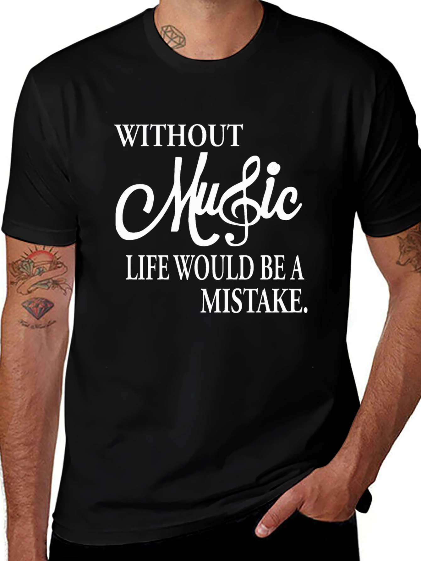 Camiseta Negra con Frase Musical Inspiradora