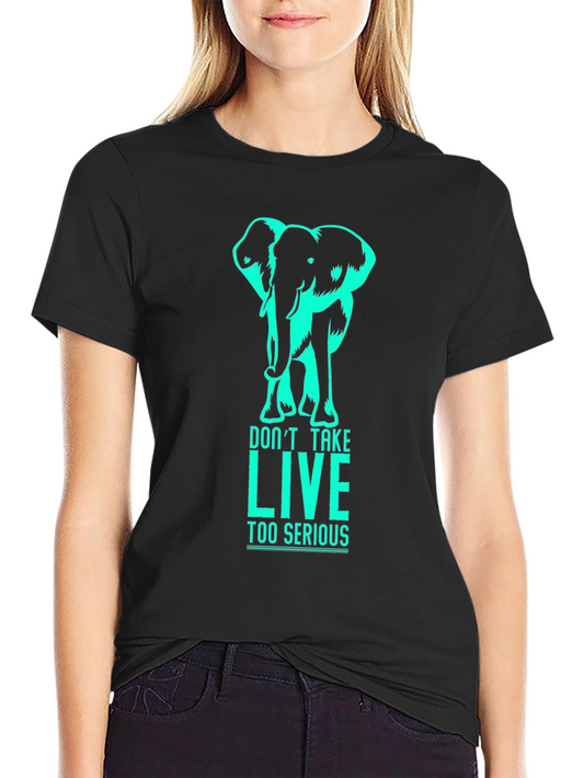 Camiseta Negra con Estampado de Elefante y Frase Inspiradora