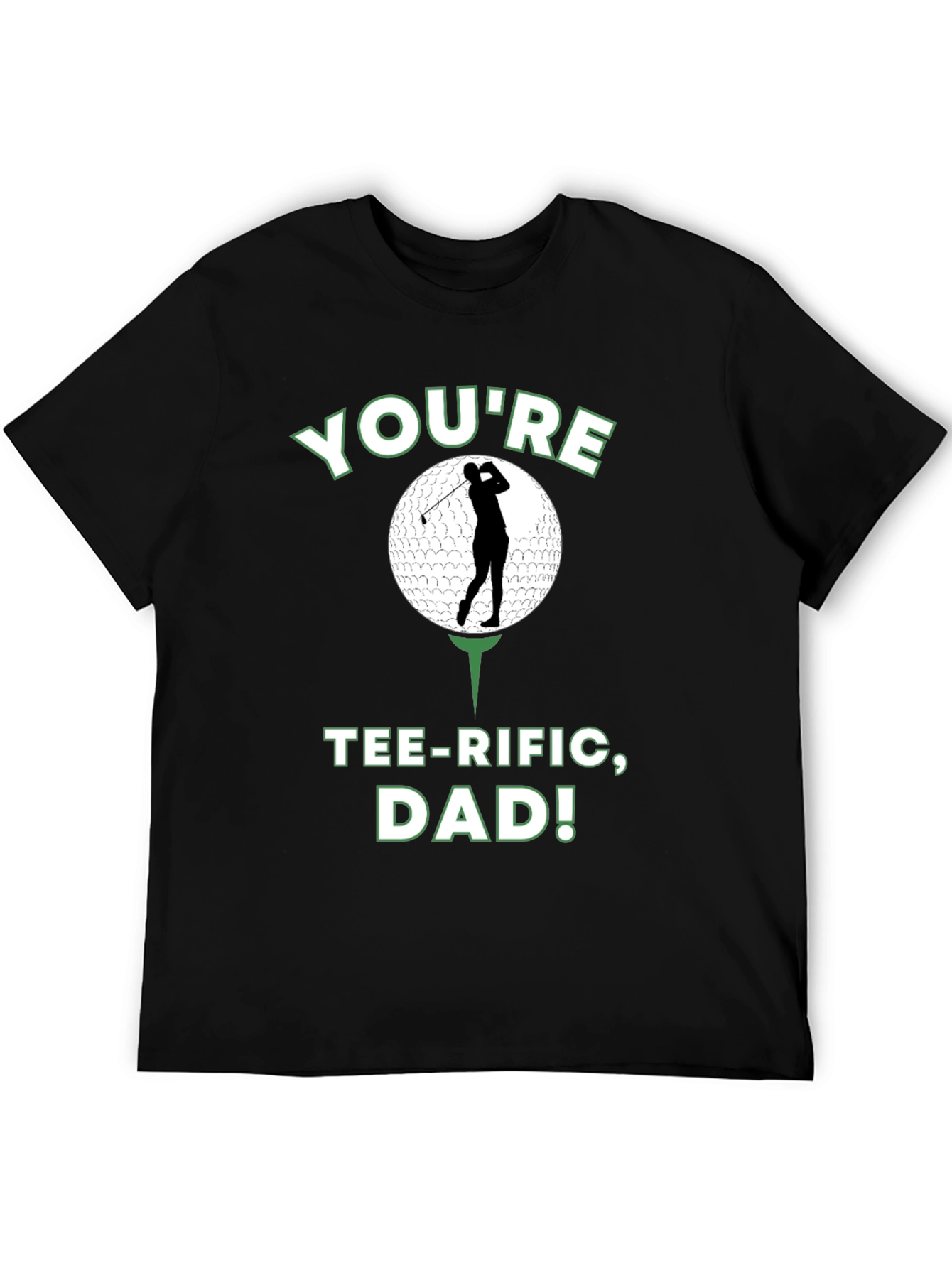 Camiseta Negra Divertida para Papá Golfista - ¡Tee-riffic!