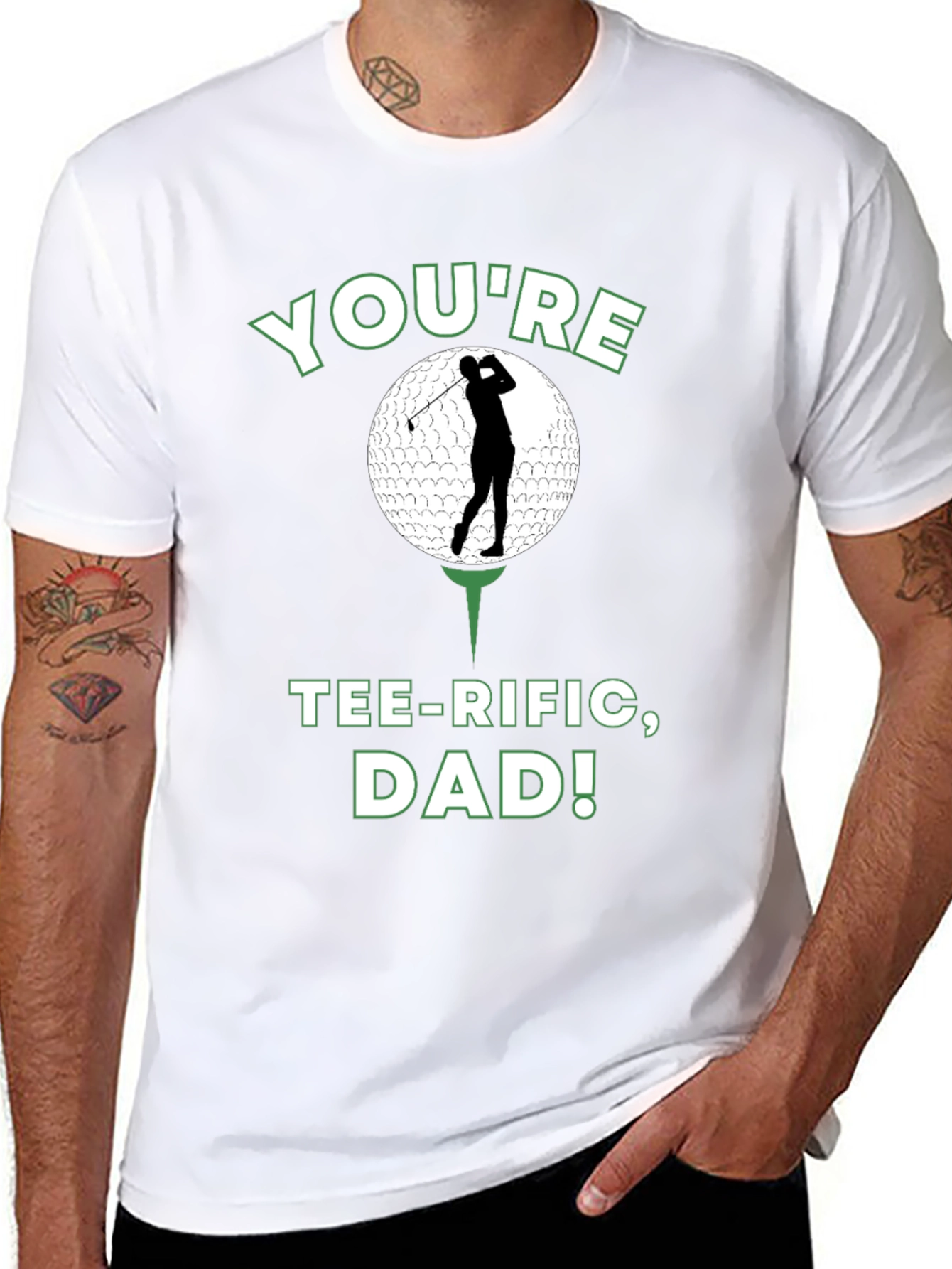 Camiseta Negra Divertida para Papá Golfista - ¡Tee-riffic!