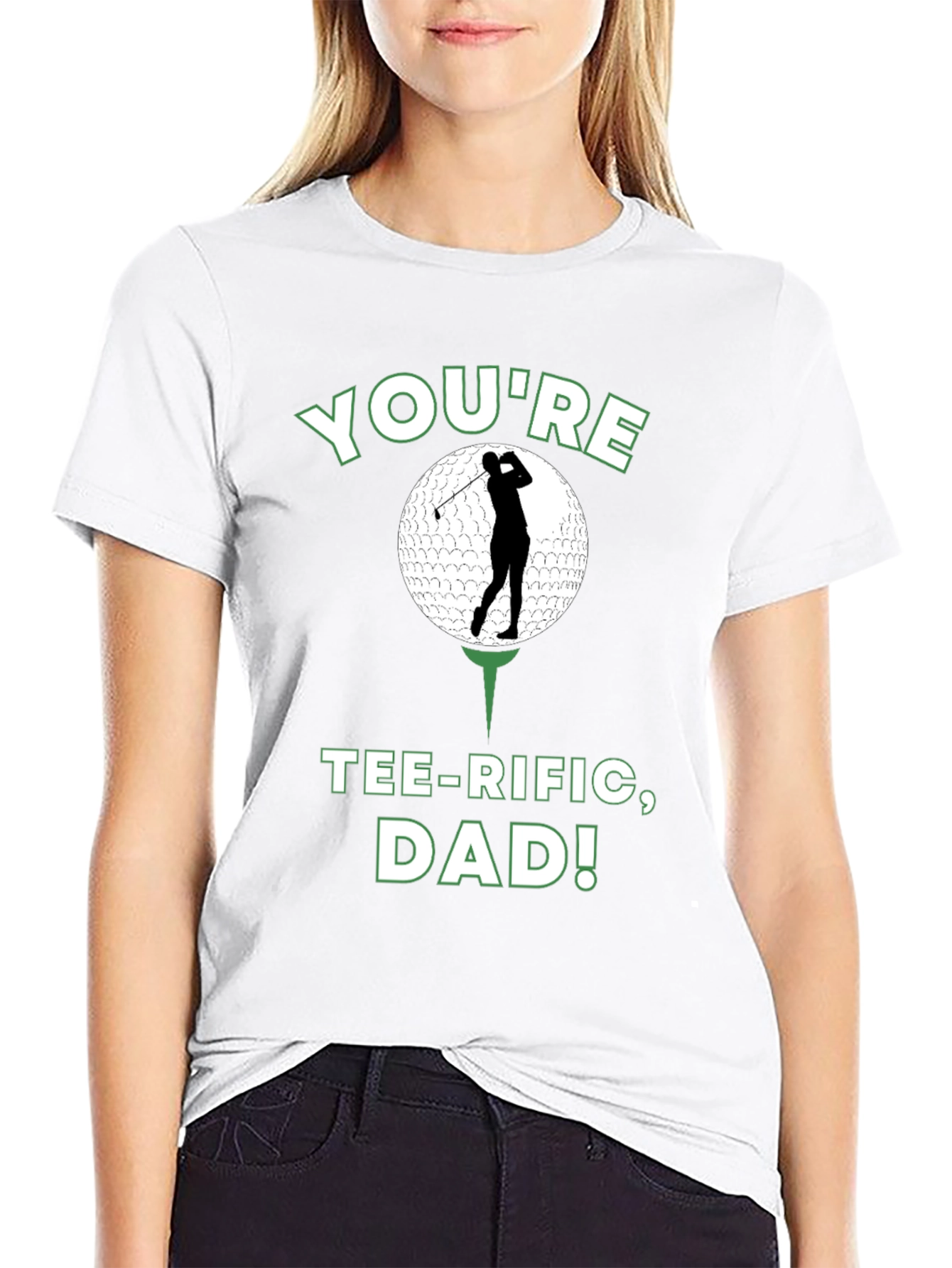 Camiseta Negra Divertida para Papá Golfista - ¡Tee-riffic!