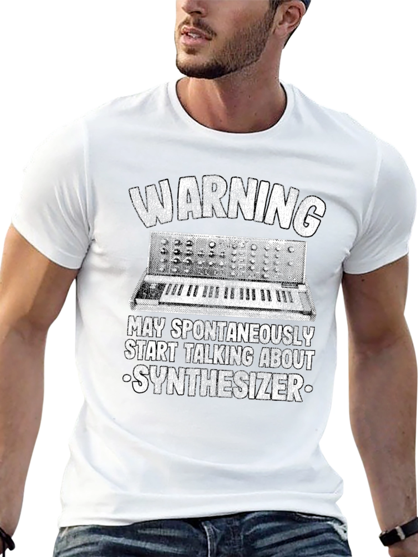 Camiseta Negra: Advertencia - Sintetizador