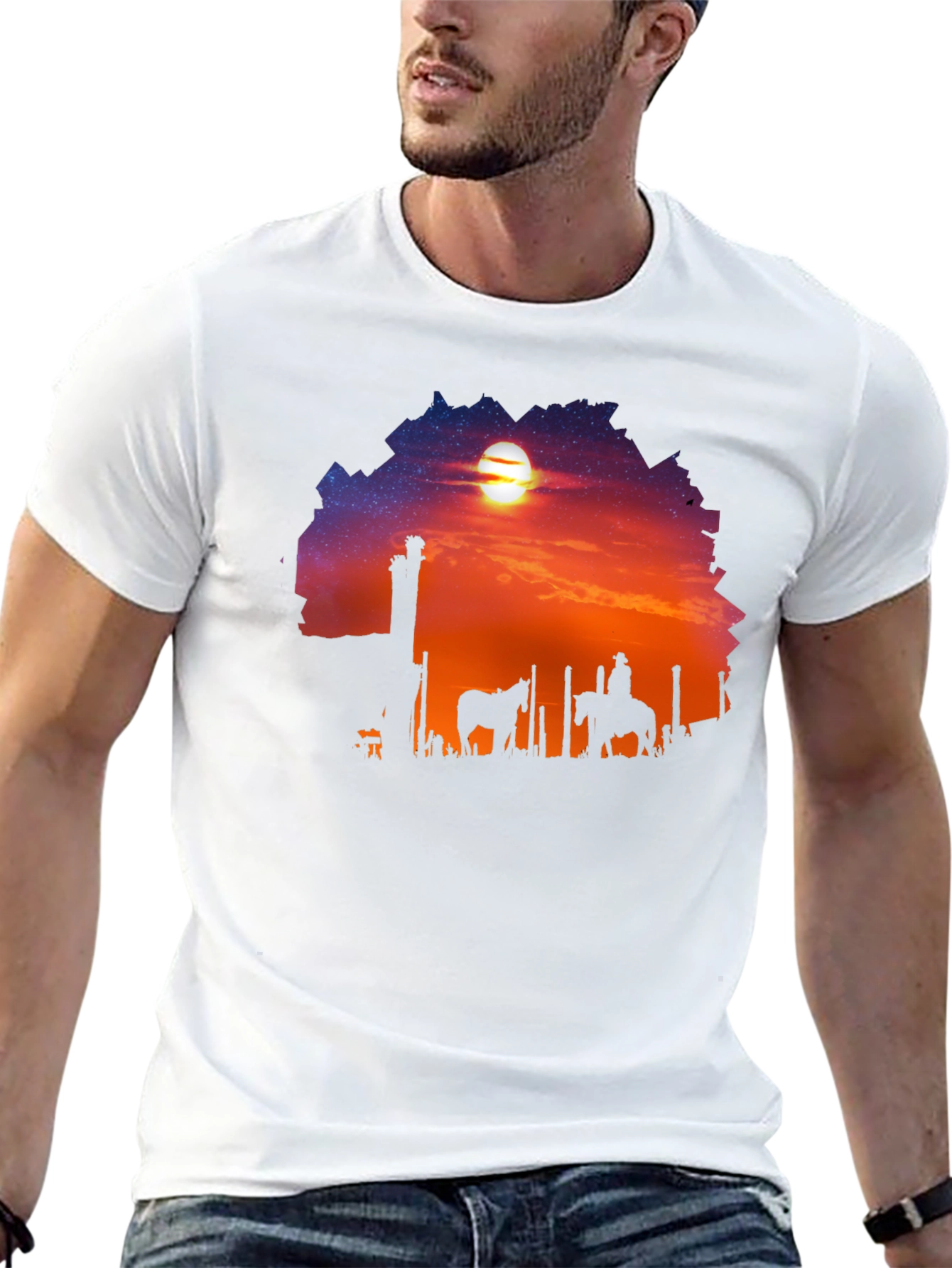 Camiseta Negra Sunset Vaquero