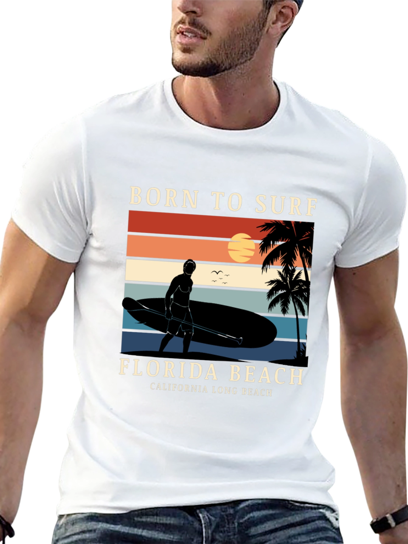 Camiseta Negra Born to Surf Playa California