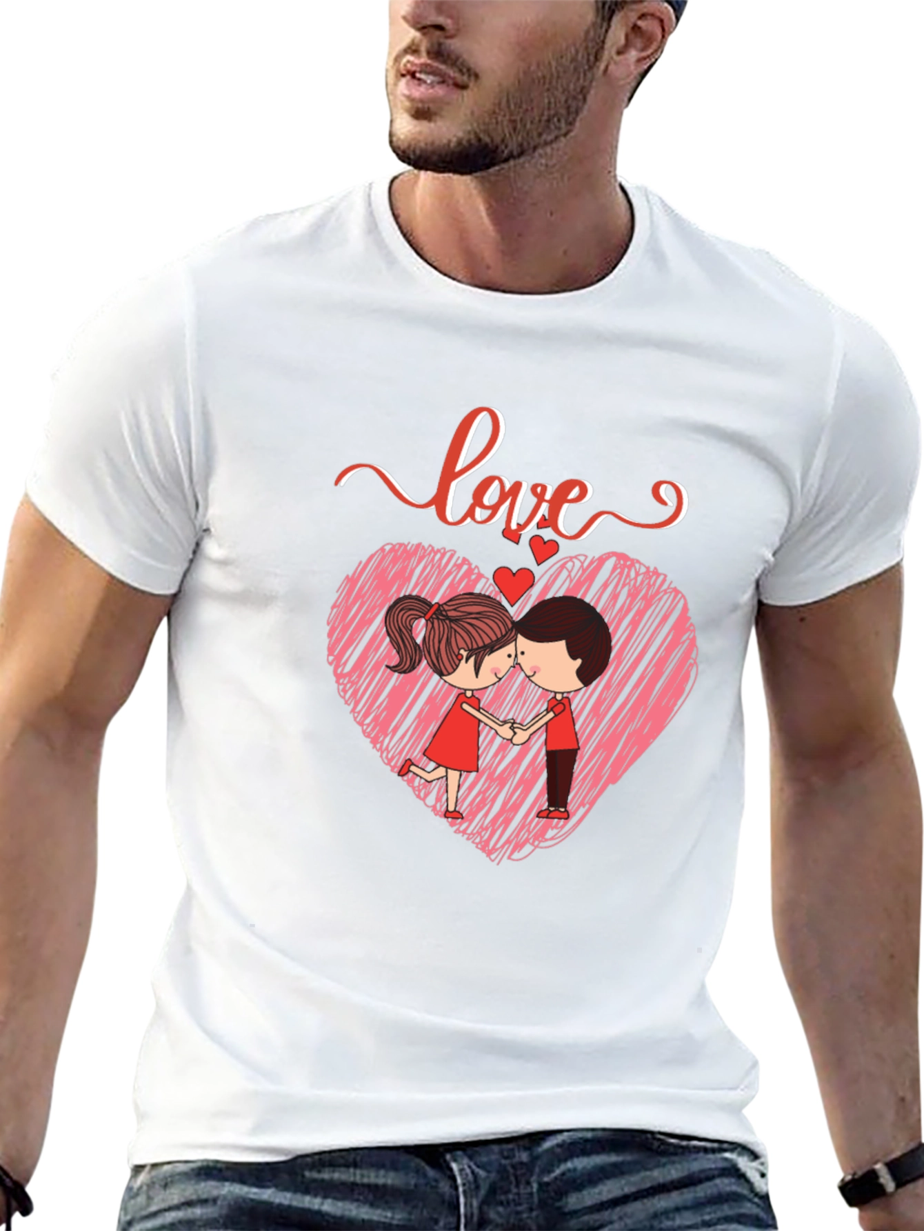 Camiseta Negra con Diseño de Amor Romántico