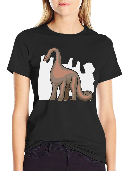 Camiseta Negra Dinosaurio Cuello Largo Diseño Único