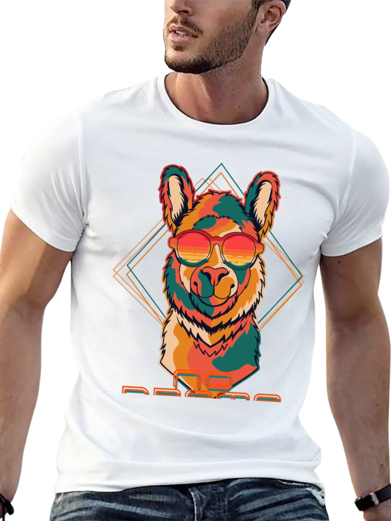 Camiseta Negra con Llama Retro con Gafas de Sol