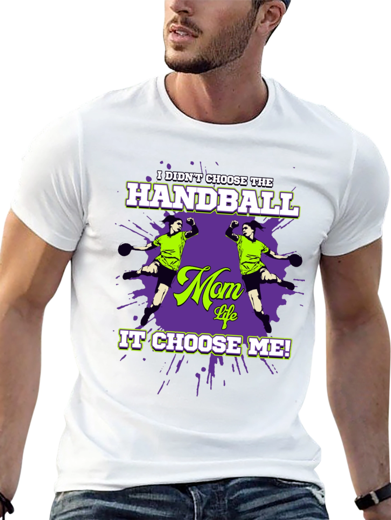 Camiseta Negra Humorística Balonmano para Mamá