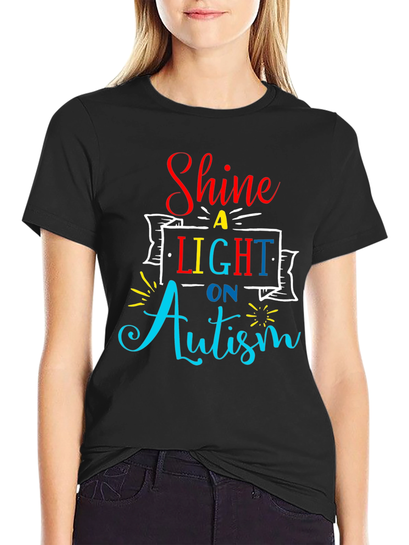 Camiseta Negra Shine a Light on Autism
