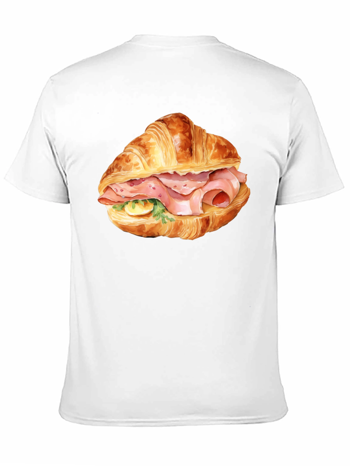 Camiseta Negra Estampada Croissant con Jamón