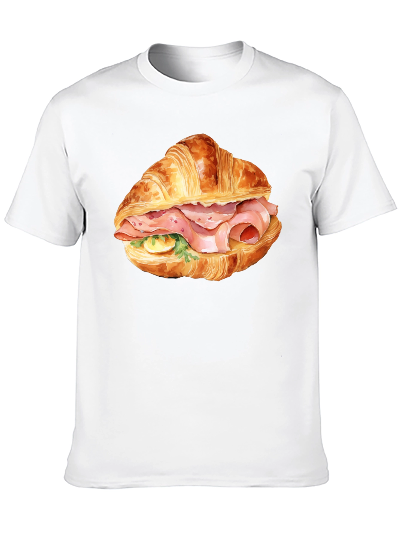 Camiseta Negra Estampada Croissant con Jamón