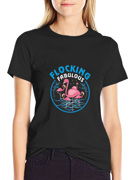 Camiseta Negra Flamencos Flocking Fabulous