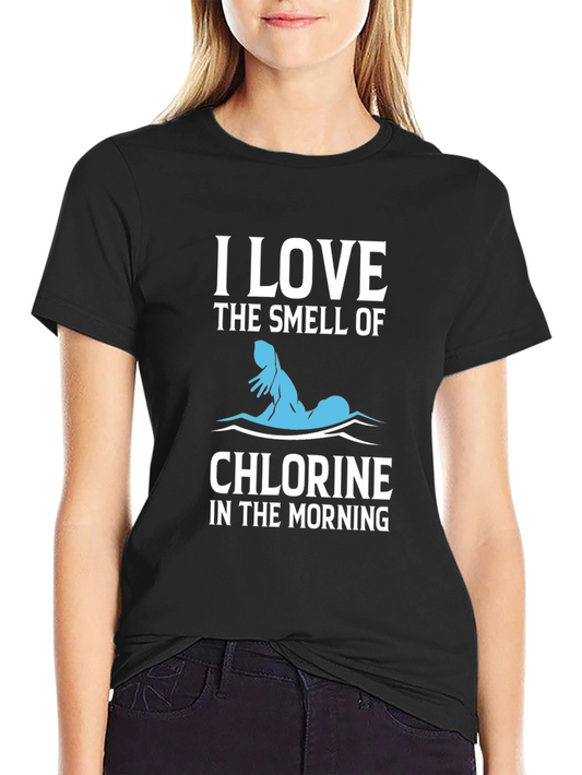 Camiseta Negra: Amo el Olor a Cloro por la Mañana