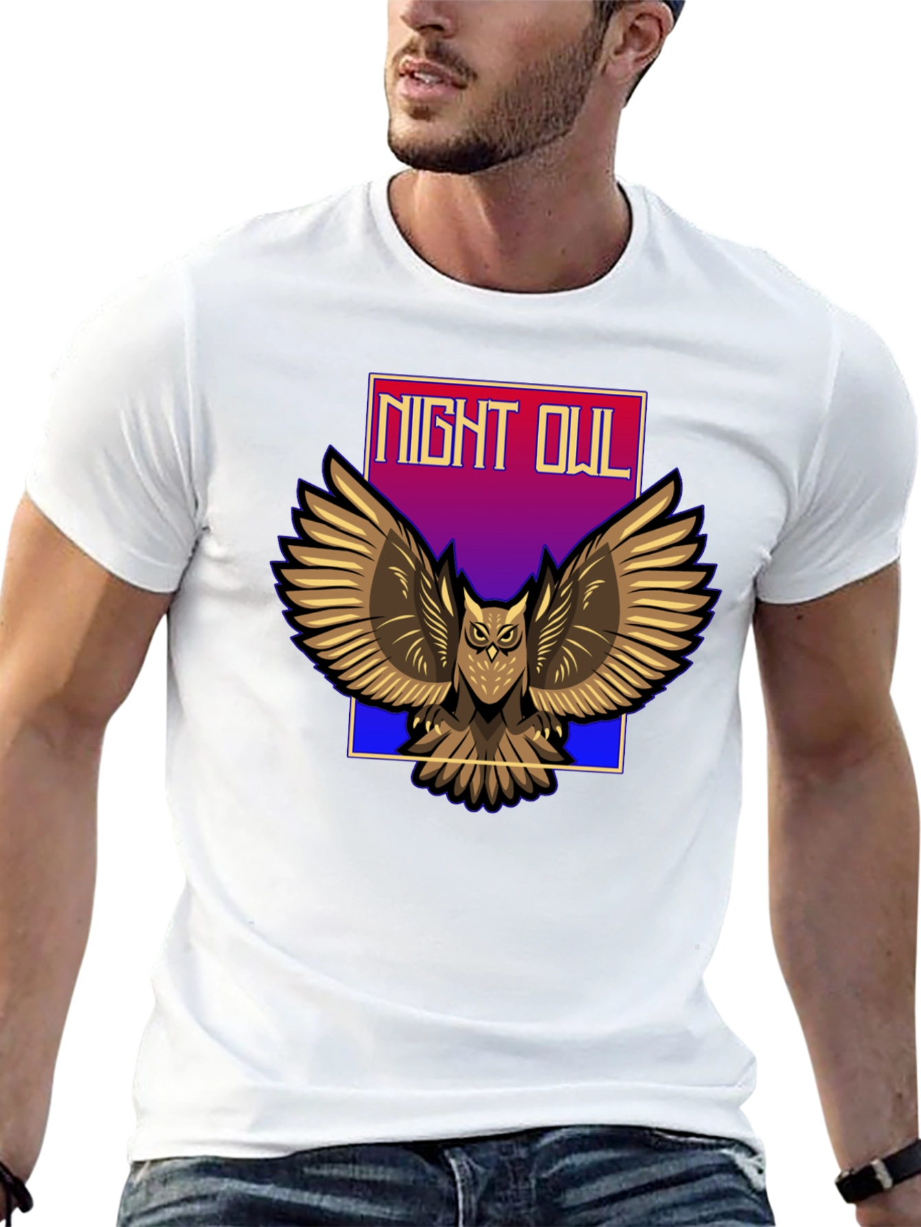 Camiseta Negra Night Owl para Hombre