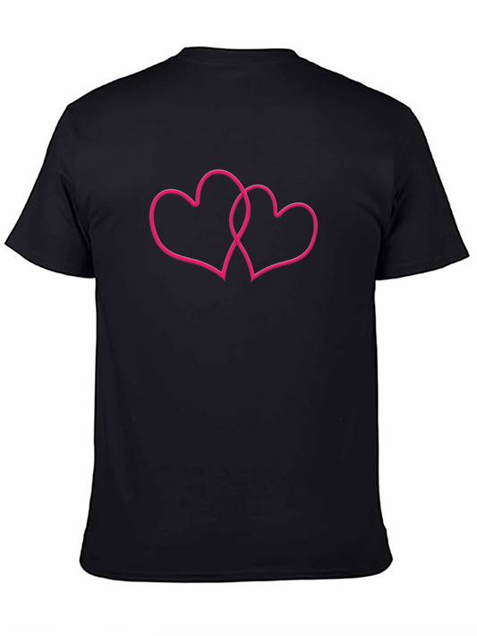 Camiseta Negra con Diseño de Corazones Entrelazados