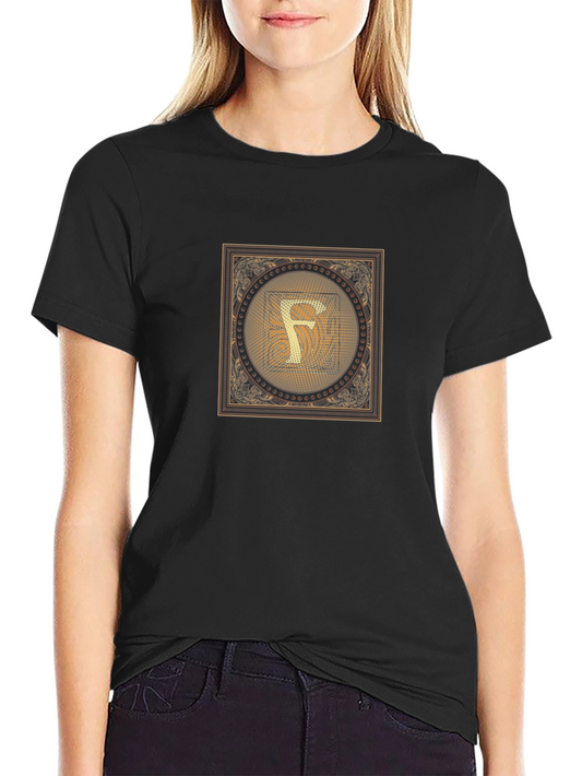 Camiseta Negra con Diseño Letra F Vintage