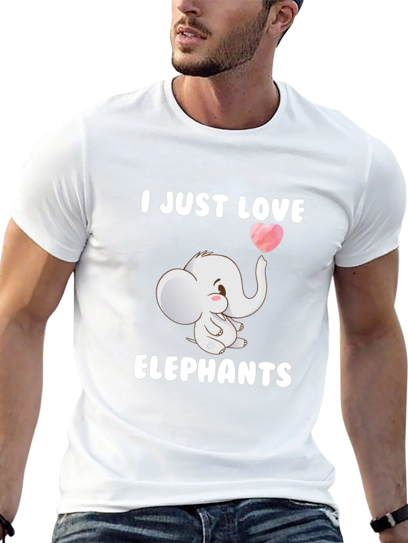 Camiseta Negra con Diseño de Elefante Enamorado