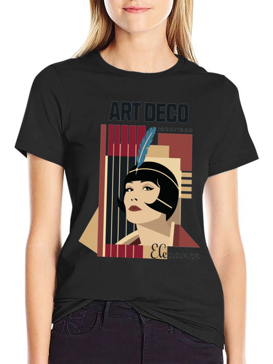 Camiseta Negra con Diseño Art Deco Elegante