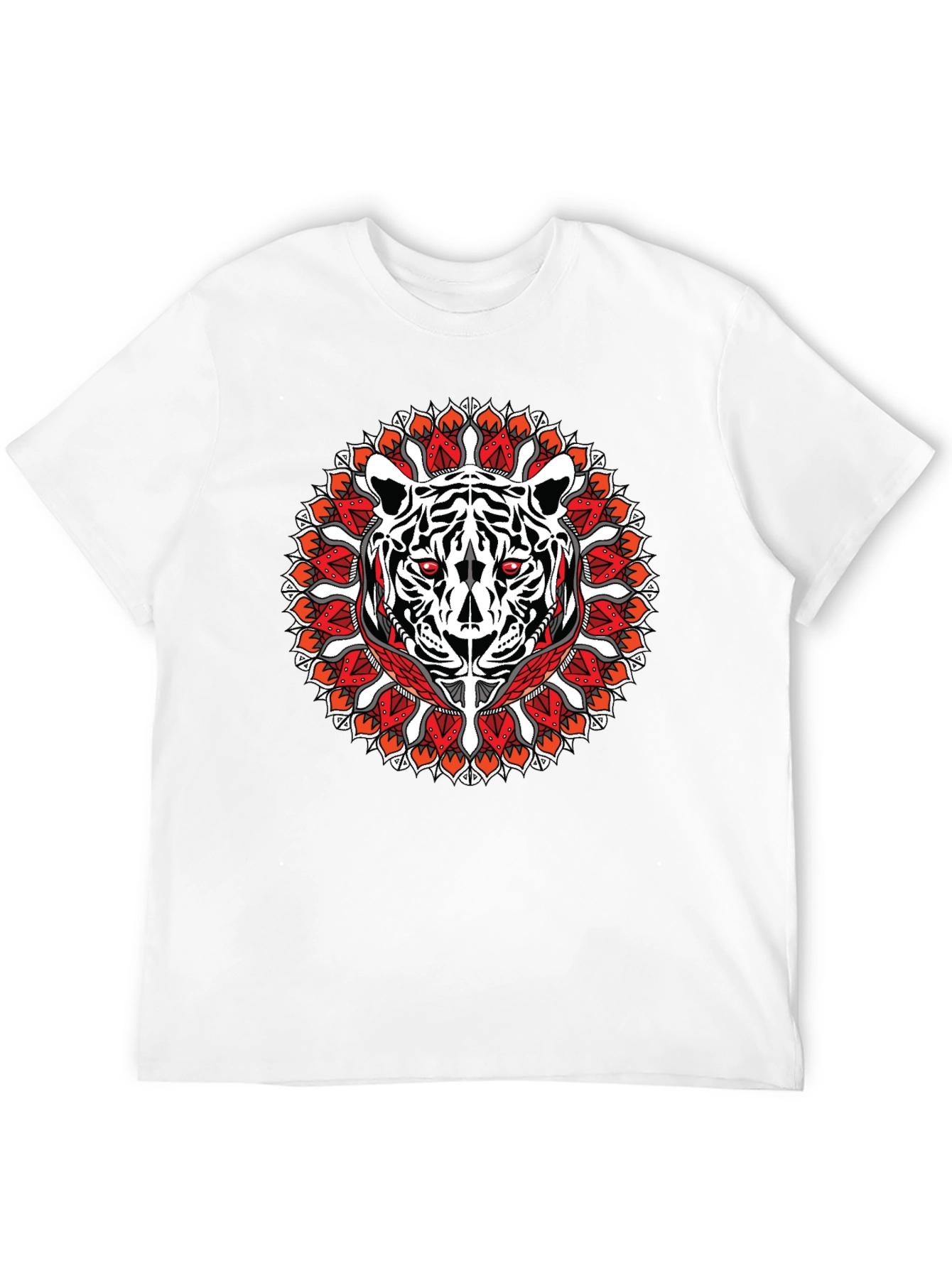 Camiseta Negra con Diseño de Tigre Mandala