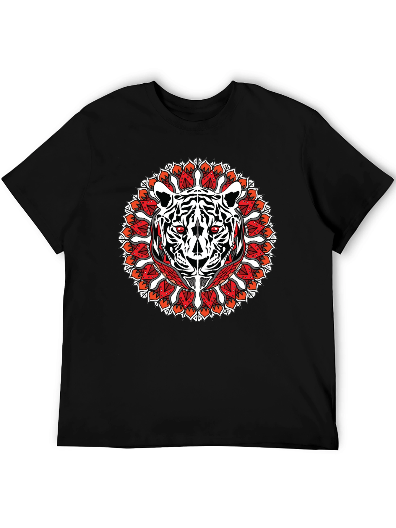 Camiseta Negra con Diseño de Tigre Mandala