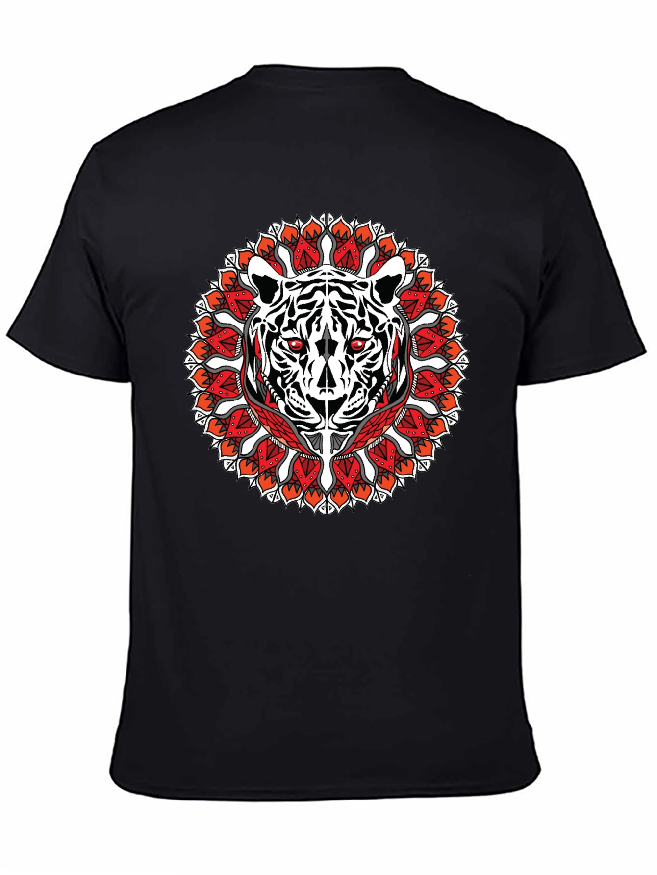 Camiseta Negra con Diseño de Tigre Mandala