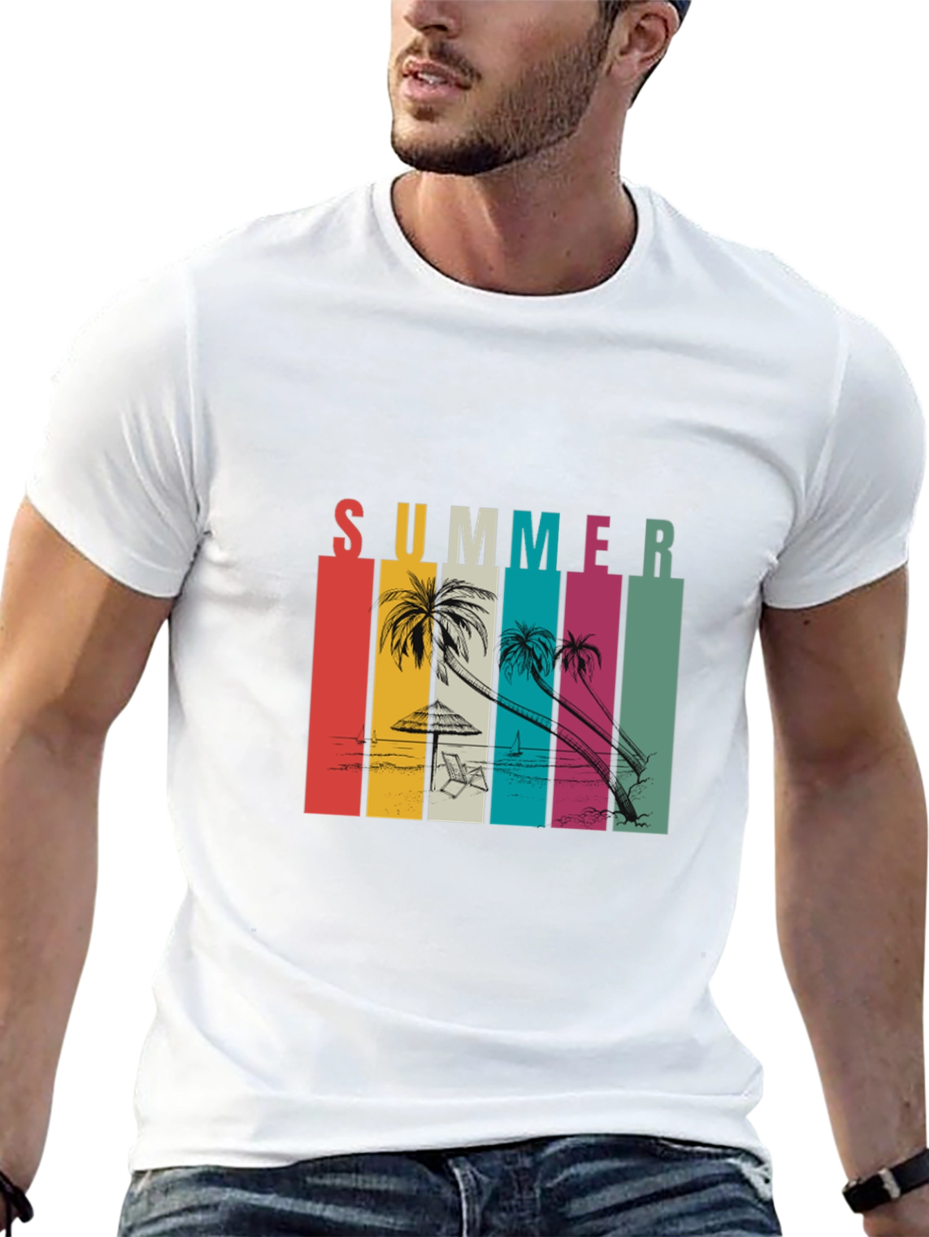 Camiseta Negra Estampada Summer Vibes